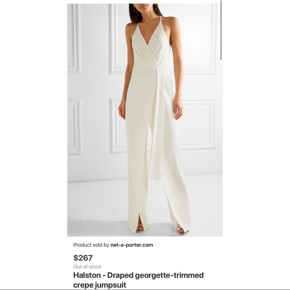 Halston  white crepe jumpsuit size 4